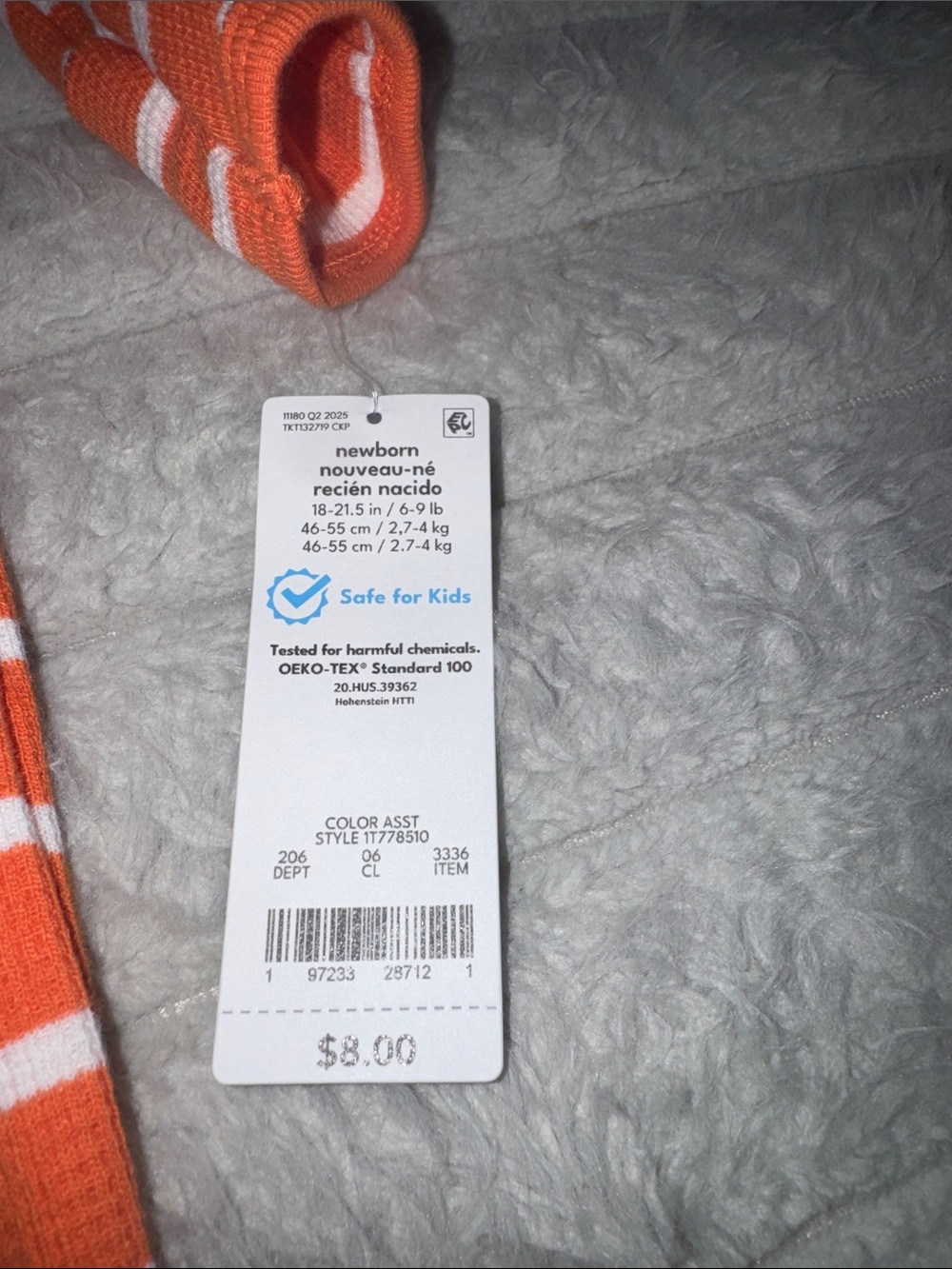 Carter's Orange & White Striped Pumpkin Footed One-Piece Pajamas - Picture 2 of 8